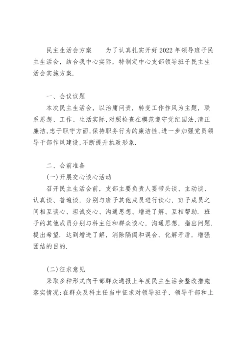 民主生活会方案.docx