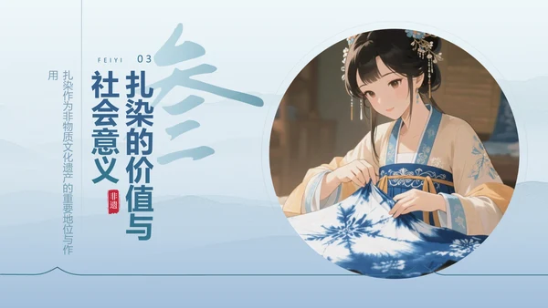 蓝色中国风非遗扎染的艺术魅力PPT模板