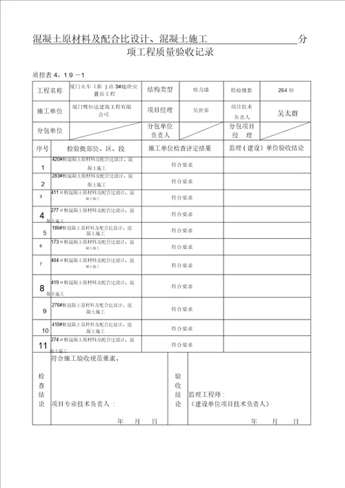 混凝土分项工程