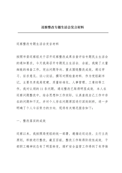 巡察整改专题生活会发言材料.docx