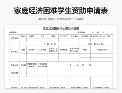 家庭经济困难学生资助申请表