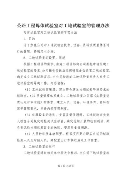 公路工程母体试验室对工地试验室的管理办法.docx