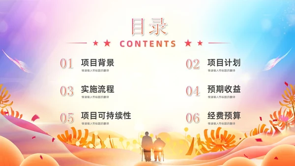 炫彩风商业创投老年人公园社区公益服务项目汇报PPT模板