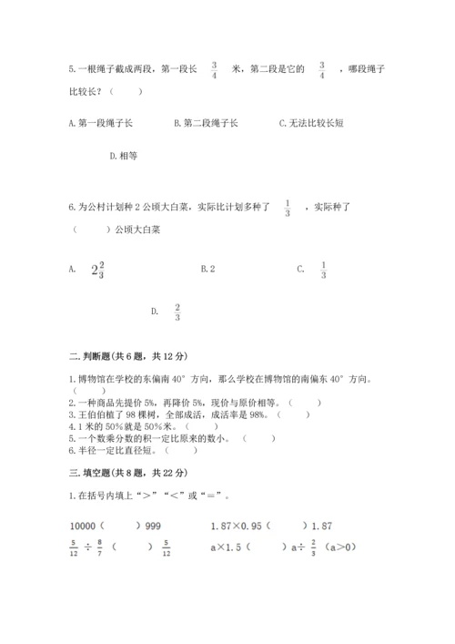 人教版六年级上册数学期末模拟卷【易错题】.docx