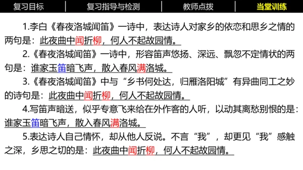 七年级下册语文复习专题三：课内古诗词 课件