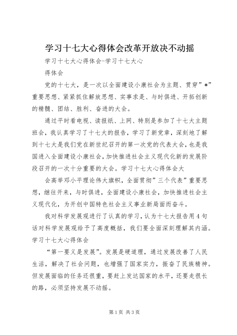 学习十七大心得体会改革开放决不动摇精编.docx