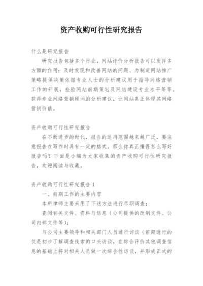 资产收购可行性研究报告.docx