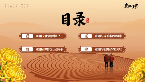 红棕色中国风重阳节主题PPT模板