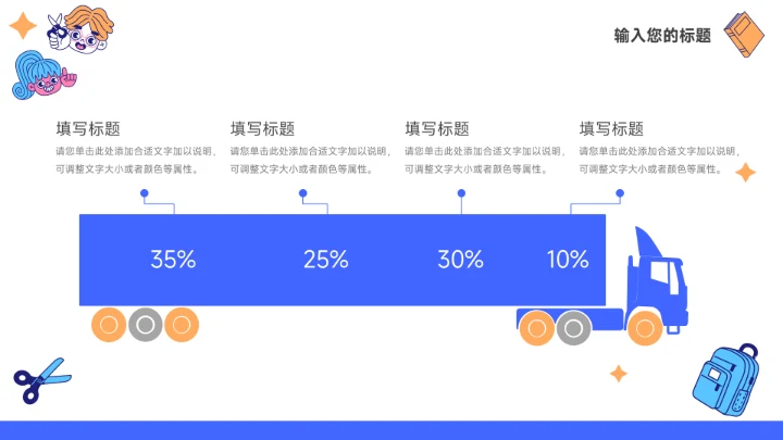 蓝色创意贴画元素员工入职培训PPT模板