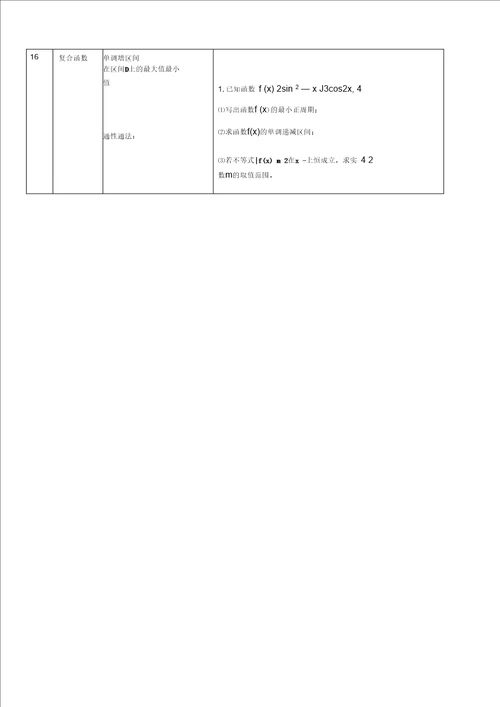 学业水平考试考点一对一三角函数