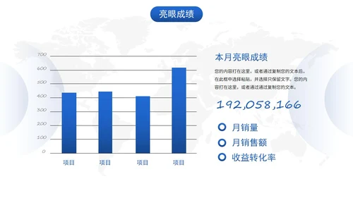 蓝色极简商务月度工作总结汇报PPT模板