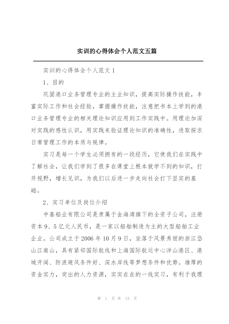 实训的心得体会个人范文五篇.docx