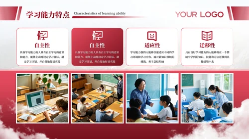 暗红色简约高中学科备课通用PPT模板