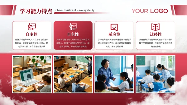 暗红色简约高中学科备课通用PPT模板