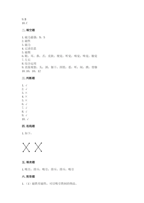 教科版二年级下册科学知识点期末测试卷附答案（完整版）.docx