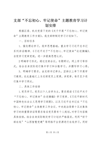 支部“不忘初心、牢记使命”主题教育学习计划安排.docx