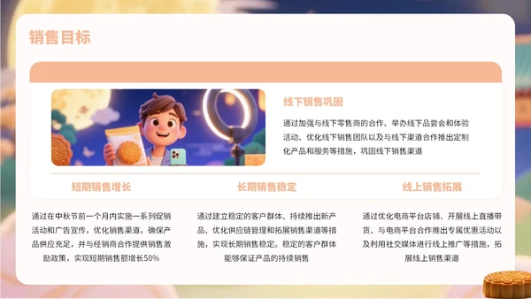 橙黄色卡通风中秋节月饼营销宣传PPT
