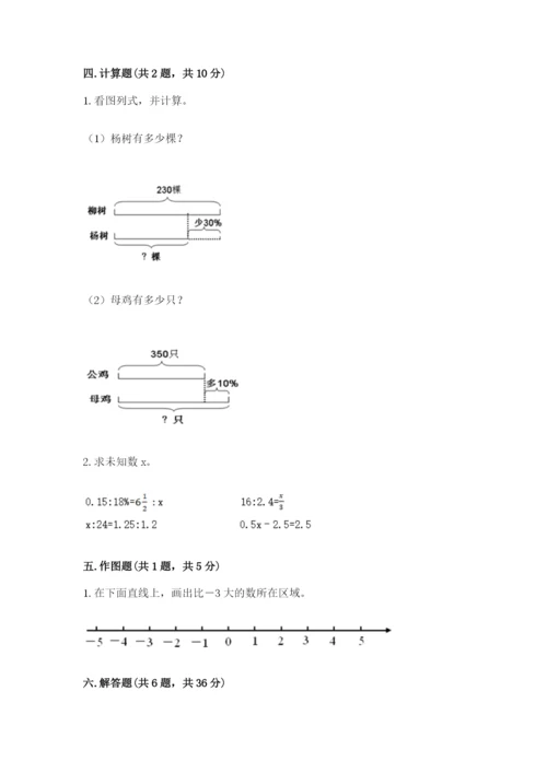 秦城区六年级下册数学期末测试卷a4版.docx