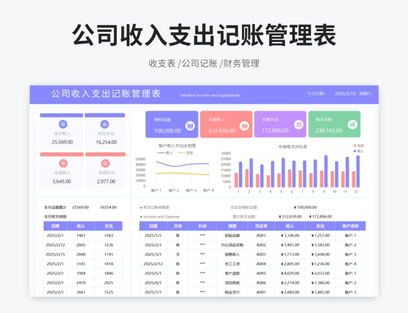 公司收入支出记账管理表