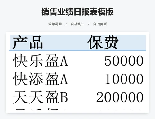 销售业绩日报表模版