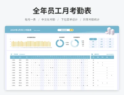 全年员工月考勤表