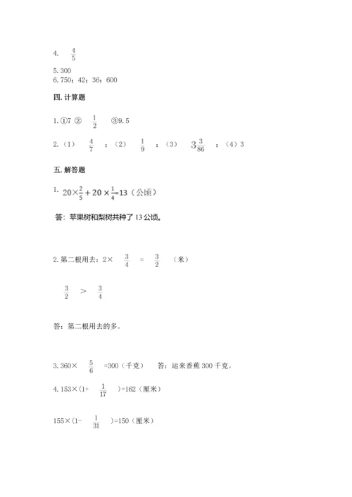 人教版六年级上册数学期中测试卷带解析答案.docx