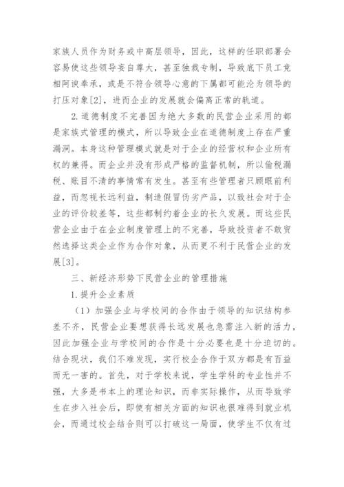 新经济视角下民营企业管理研究论文.docx