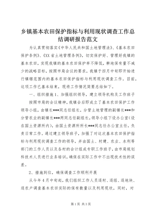 乡镇基本农田保护指标与利用现状调查工作总结调研报告范文.docx