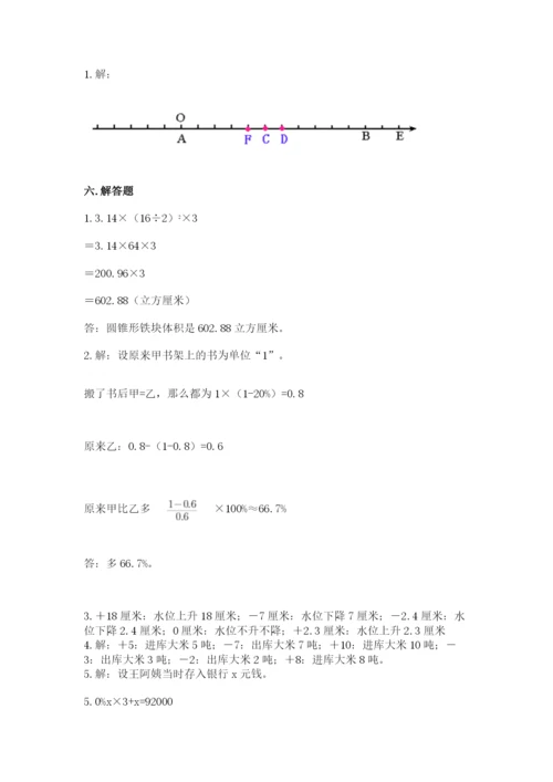 沪教版小学六年级下册数学期末综合素养测试卷及答案（全优）.docx