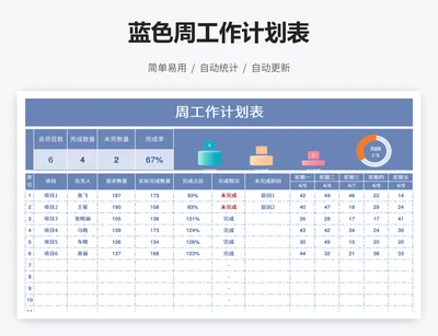 蓝色周工作计划表