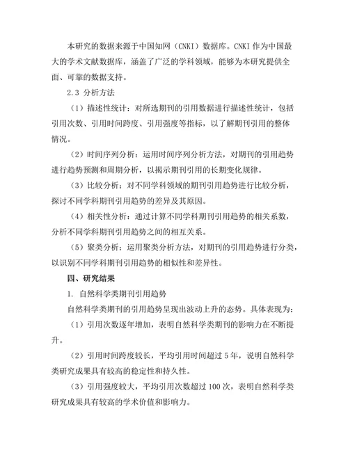不同学科期刊的引用趋势分析