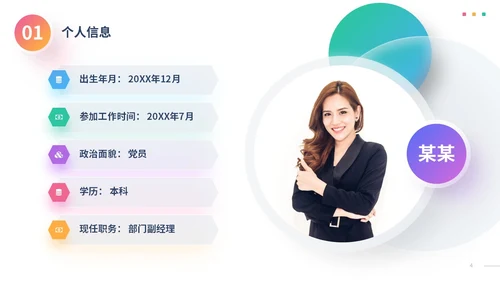 彩色渐变形状毛玻璃风岗位竞聘个人简历PPT