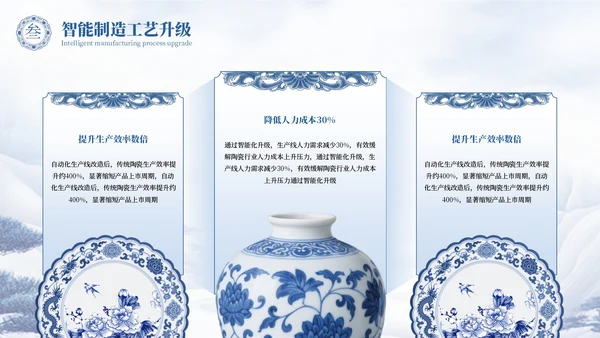 蓝色国风青花瓷国际博物馆日PPT模板
