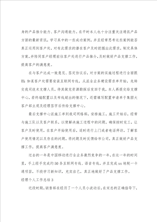 经理个人工作总结