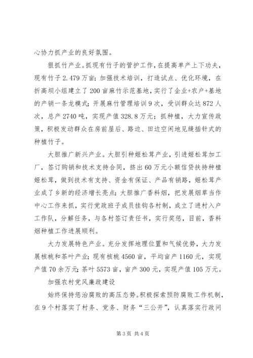 乡镇推动跨越发展优秀事迹.docx