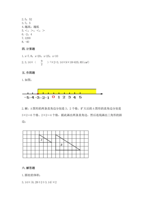 人教版六年级下册数学期末测试卷含答案【实用】.docx