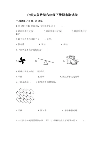 北师大版数学六年级下册期末测试卷附参考答案（夺分金卷）.docx