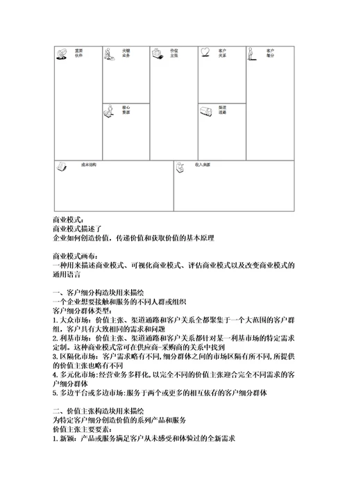 商业模式画布九宫图标准版