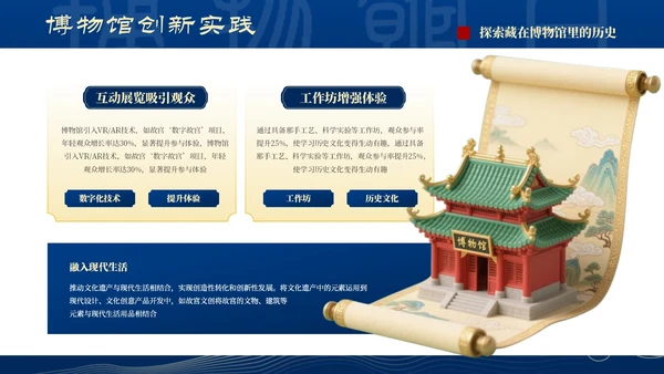 深蓝色国风国际博物馆日PPT模板