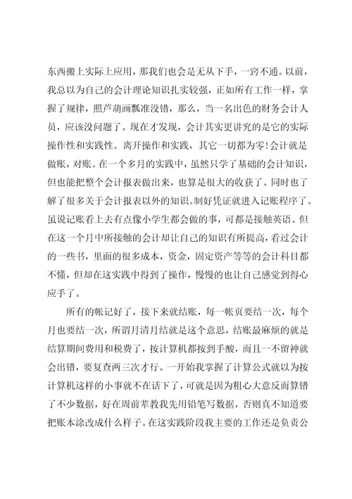 20xx学会计社会实践报告范文