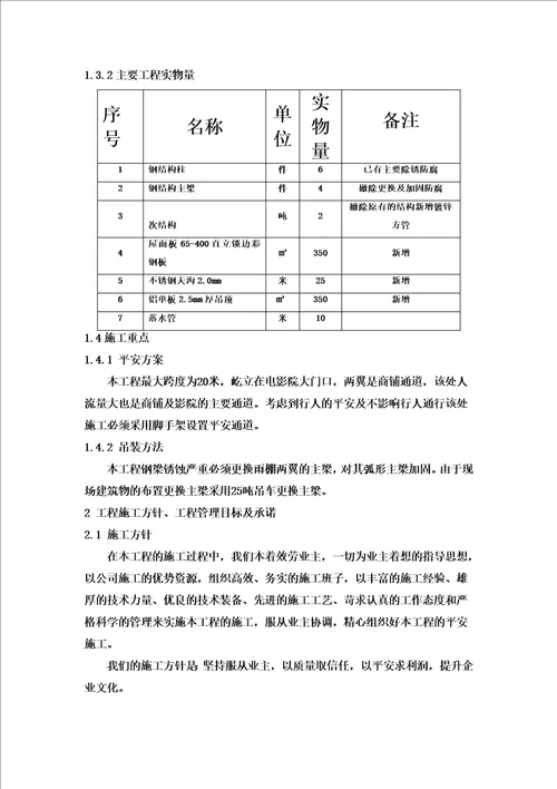 最新钢结构雨棚施工方案00002