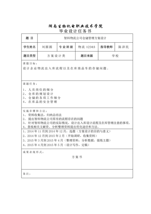 毕业设计(论文)-智科物流公司仓储管理方案设计.docx