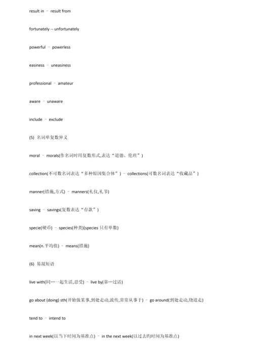 2023年专八语言知识题八大类高频考点.docx