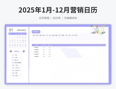 2025年1月-12月营销日历