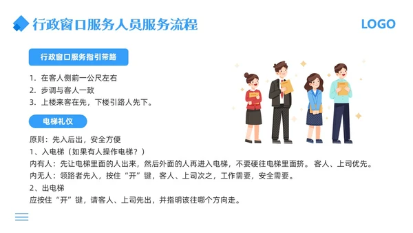 蓝色简约行政窗口服务礼仪PPT模板宣传PPT动态PPT窗口服务礼仪培训
