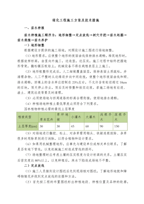 绿化工程施工方案及技术措施.docx