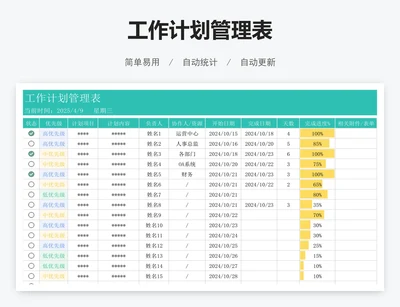 工作计划管理表