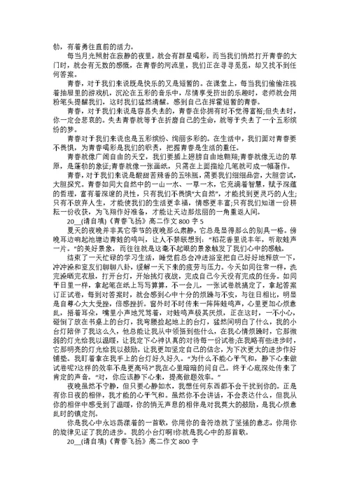 2022以青春为题的高二作文800字