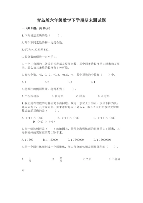 青岛版六年级数学下学期期末测试题（考点精练）.docx