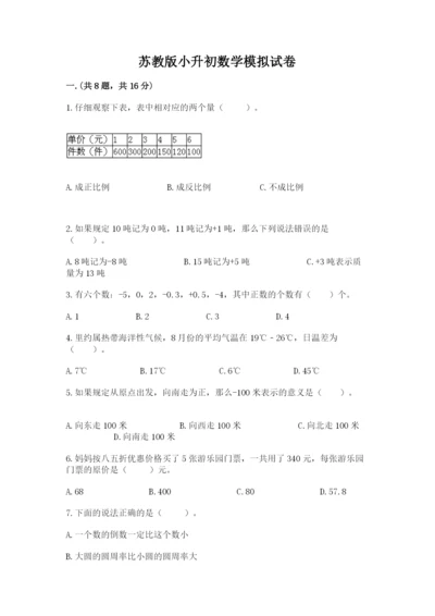 苏教版小升初数学模拟试卷精品（网校专用）.docx